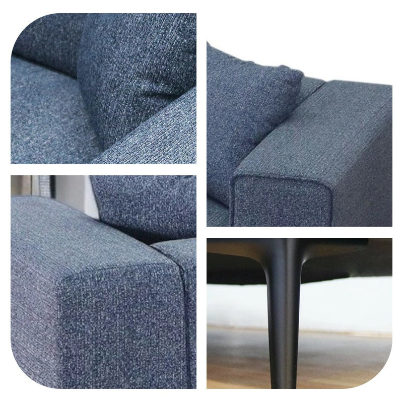 ソファ ソファー 幅196cm 3人掛け クッション付き 北欧 ファブリック 布 ブルーグレー 脚付き スチール