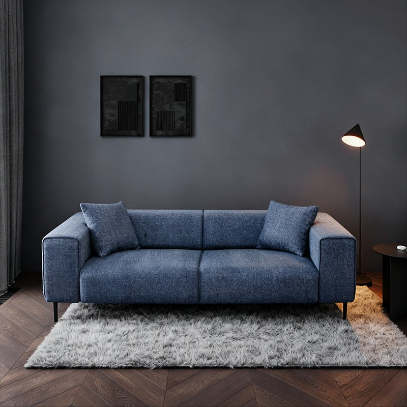 ソファ ソファー 幅196cm 3人掛け クッション付き 北欧 ファブリック 布 ブルーグレー 脚付き スチール