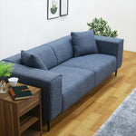 ソファ ソファー 幅196cm 3人掛け クッション付き 北欧 ファブリック 布 ブルーグレー 脚付き スチール
