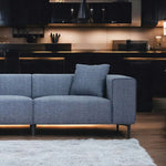 ソファ ソファー 幅196cm 3人掛け クッション付き 北欧 ファブリック 布 ブルーグレー 脚付き スチール