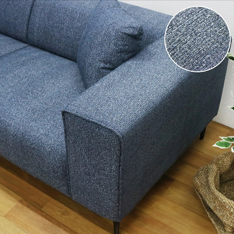 ソファ ソファー 幅196cm 3人掛け クッション付き 北欧 ファブリック 布 ブルーグレー 脚付き スチール