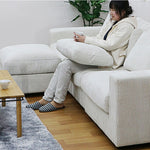 ソファ カウチソファー 大型 幅260cm 大きめ 北欧 おしゃれ ファブリック 布 3人掛け 4人掛け スツール付き シェーズロング l字ソファー クッション付き おすすめ アイボリー コーデュロイ