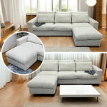 ソファ カウチソファー 大型 幅260cm 大きめ 北欧 おしゃれ ファブリック 布 3人掛け 4人掛け スツール付き シェーズロング l字ソファー クッション付き おすすめ アイボリー コーデュロイ