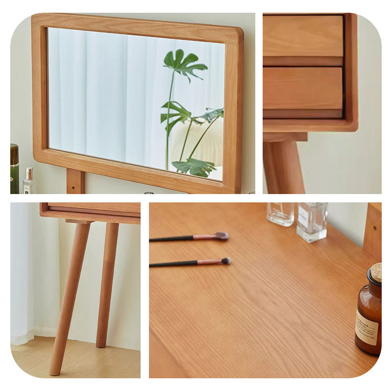 Casaconer | 化粧台・デスク・ドレッサー・テーブル・メイクテーブル・カフェ・おしゃれ・卓上・コンパクト・木製・木・幅80cm・省スペース・収納・スリム・鏡台・パソコンデスク・ワンルーム・一人暮らし・可愛い・北欧・ナチュラル・引き出し付き