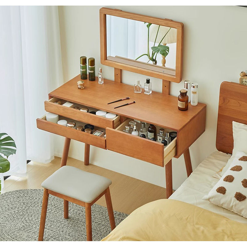 Casaconer | 化粧台・デスク・ドレッサー・テーブル・メイクテーブル・カフェ・おしゃれ・卓上・コンパクト・木製・木・幅80cm・省スペース・収納・スリム・鏡台・パソコンデスク・ワンルーム・一人暮らし・可愛い・北欧・ナチュラル・引き出し付き