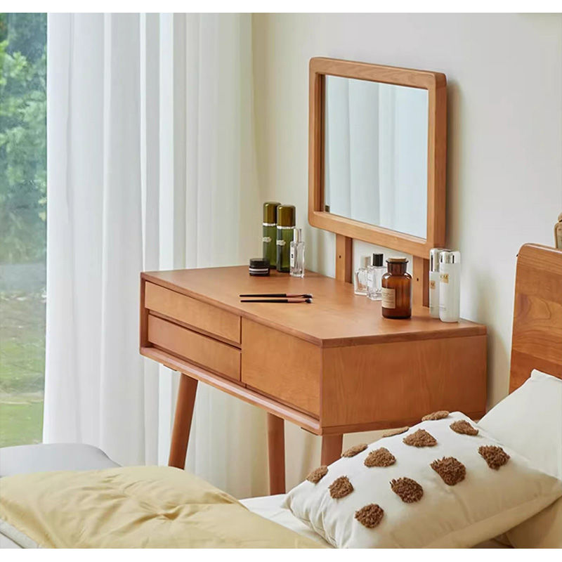 Casaconer | 化粧台・デスク・ドレッサー・テーブル・メイクテーブル・カフェ・おしゃれ・卓上・コンパクト・木製・木・幅80cm・省スペース・収納・スリム・鏡台・パソコンデスク・ワンルーム・一人暮らし・可愛い・北欧・ナチュラル・引き出し付き