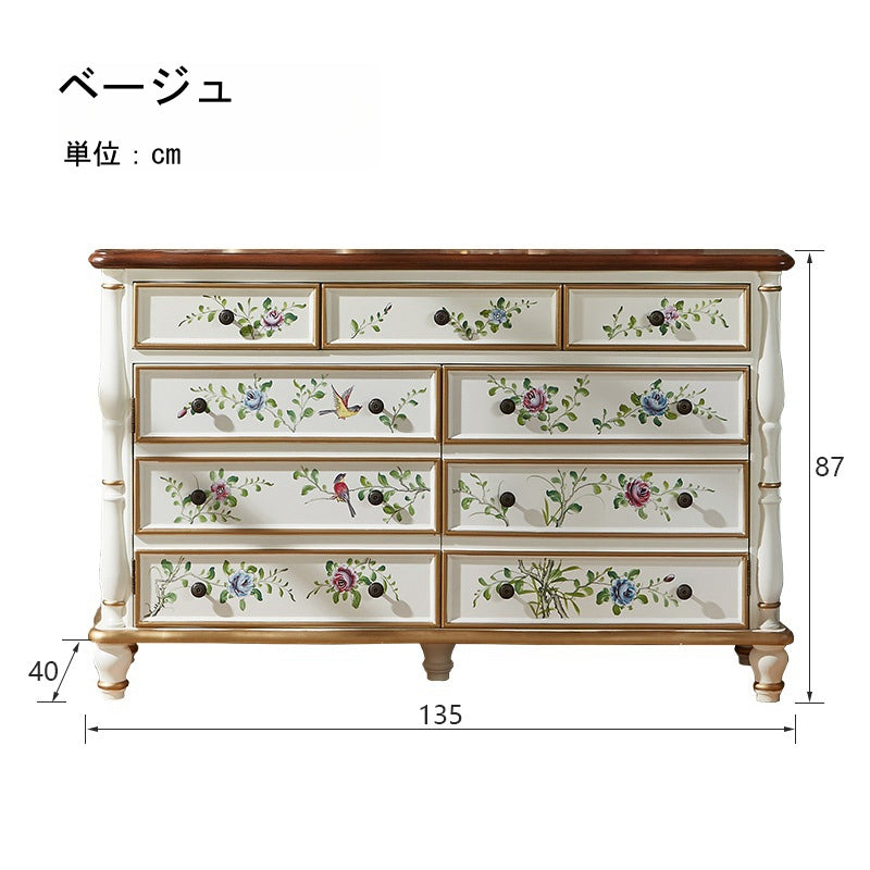 Casaconer | ほぼ完成品・脚の取り付けが必要・キッチン収納・シェルフ・キッチンラック・キャビネット・食器収納棚・食器棚・キッチンボード・コンパクト・ラック・ファックス台・FAX台・電話台・レディース・可愛いデザイン・姫系・女の子・食器収納・かわいい