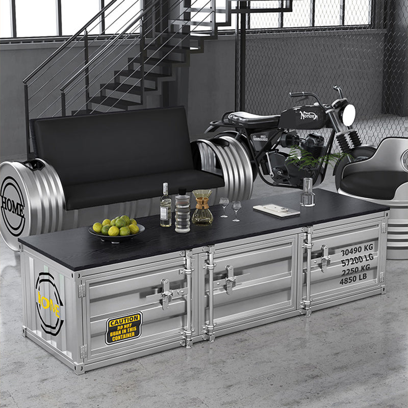 スチール製 収納ローボード ローテーブル インダストリアル コンテナ風 デザイン 収納キャビネット ロータイプ 多目的収納 オフィス イエロー シルバー 幅100cm/140cm おしゃれ