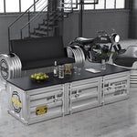 スチール製 収納ローボード ローテーブル インダストリアル コンテナ風 デザイン 収納キャビネット ロータイプ 多目的収納 オフィス イエロー シルバー 幅100cm/140cm おしゃれ