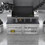 スチール製 収納ローボード ローテーブル インダストリアル コンテナ風 デザイン 収納キャビネット ロータイプ 多目的収納 オフィス イエロー シルバー 幅100cm/140cm おしゃれ