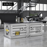 スチール製 収納ローボード ローテーブル インダストリアル コンテナ風 デザイン 収納キャビネット ロータイプ 多目的収納 オフィス イエロー シルバー 幅100cm/140cm おしゃれ