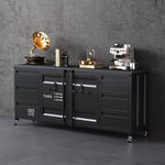 サイドボード スチール製 インダストリアルデザイン 収納キャビネット カップボード キッチン収納 バーカウンター リビング収納 幅80cm/150cm グリーン シルバー ブラック おしゃれ