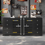 カウンターキャビネット スチール製 インダストリアルデザイン コンテナ風 収納キャビネット バーカウンター サイドボード カフェ 店舗用 幅80cm/120cm ブラック おしゃれ