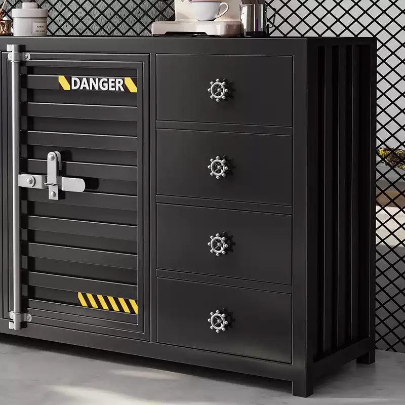 カウンターキャビネット スチール製 インダストリアルデザイン コンテナ風 収納キャビネット バーカウンター サイドボード カフェ 店舗用 幅80cm/120cm ブラック おしゃれ