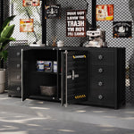 カウンターキャビネット スチール製 インダストリアルデザイン コンテナ風 収納キャビネット バーカウンター サイドボード カフェ 店舗用 幅80cm/120cm ブラック おしゃれ