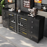 カウンターキャビネット スチール製 インダストリアルデザイン コンテナ風 収納キャビネット バーカウンター サイドボード カフェ 店舗用 幅80cm/120cm ブラック おしゃれ