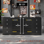 カウンターキャビネット スチール製 インダストリアルデザイン コンテナ風 収納キャビネット バーカウンター サイドボード カフェ 店舗用 幅80cm/120cm ブラック おしゃれ