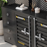 カウンターキャビネット スチール製 インダストリアルデザイン コンテナ風 収納キャビネット バーカウンター サイドボード カフェ 店舗用 幅80cm/120cm ブラック おしゃれ