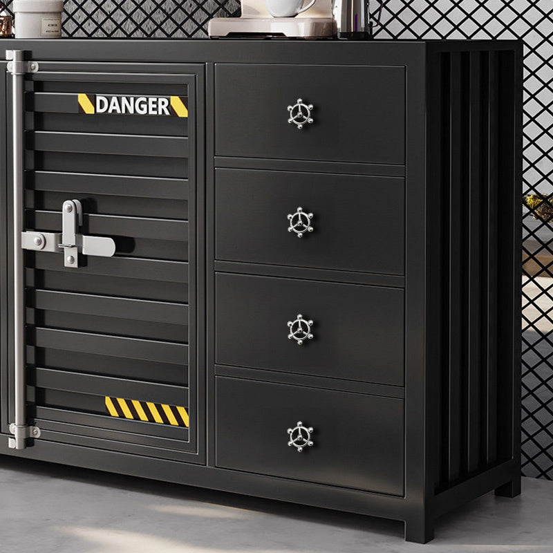 カウンターキャビネット スチール製 インダストリアルデザイン コンテナ風 収納キャビネット バーカウンター サイドボード カフェ 店舗用 幅80cm/120cm ブラック おしゃれ