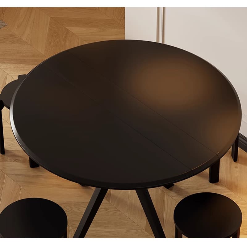 Casaconer | ダイニングテーブル・伸縮・6人・丸テーブル・半円形・120cm・伸長・丸・折りたたみ・90cm・円型・食卓テーブル・食卓テーブル・4人・6人掛け・おしゃれ・モダン・リビング・天然木・ブラック・ホワイト・省スペース