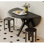 Casaconer | ダイニングテーブル・伸縮・6人・丸テーブル・半円形・120cm・伸長・丸・折りたたみ・90cm・円型・食卓テーブル・食卓テーブル・4人・6人掛け・おしゃれ・モダン・リビング・天然木・ブラック・ホワイト・省スペース