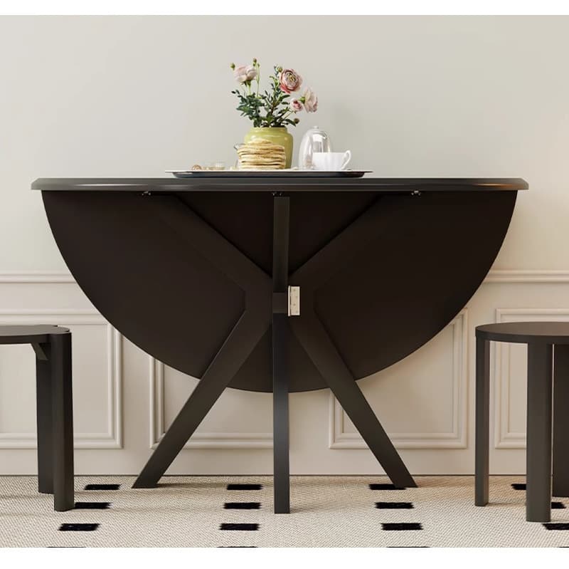 Casaconer | ダイニングテーブル・伸縮・6人・丸テーブル・半円形・120cm・伸長・丸・折りたたみ・90cm・円型・食卓テーブル・食卓テーブル・4人・6人掛け・おしゃれ・モダン・リビング・天然木・ブラック・ホワイト・省スペース