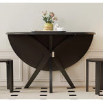 Casaconer | ダイニングテーブル・伸縮・6人・丸テーブル・半円形・120cm・伸長・丸・折りたたみ・90cm・円型・食卓テーブル・食卓テーブル・4人・6人掛け・おしゃれ・モダン・リビング・天然木・ブラック・ホワイト・省スペース