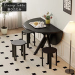 Casaconer | ダイニングテーブル・伸縮・6人・丸テーブル・半円形・120cm・伸長・丸・折りたたみ・90cm・円型・食卓テーブル・食卓テーブル・4人・6人掛け・おしゃれ・モダン・リビング・天然木・ブラック・ホワイト・省スペース