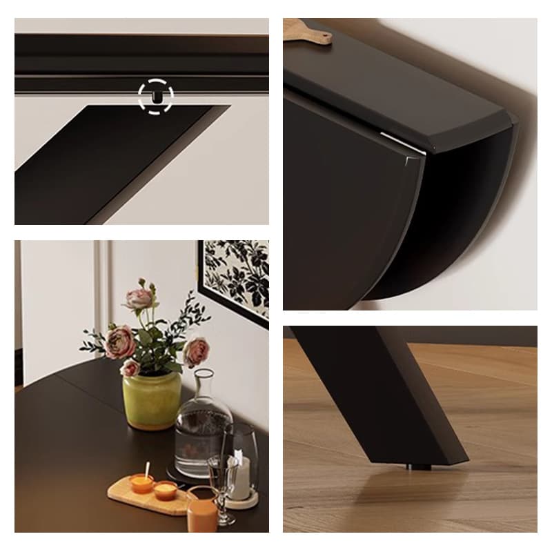 Casaconer | ダイニングテーブル・伸縮・6人・丸テーブル・半円形・120cm・伸長・丸・折りたたみ・90cm・円型・食卓テーブル・食卓テーブル・4人・6人掛け・おしゃれ・モダン・リビング・天然木・ブラック・ホワイト・省スペース