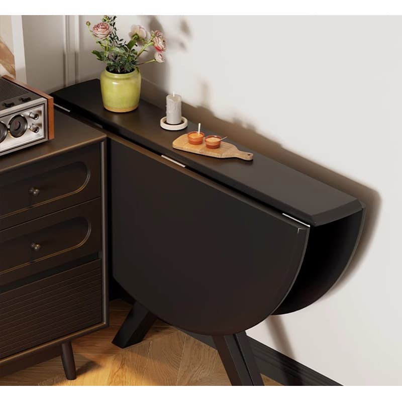 Casaconer | ダイニングテーブル・伸縮・6人・丸テーブル・半円形・120cm・伸長・丸・折りたたみ・90cm・円型・食卓テーブル・食卓テーブル・4人・6人掛け・おしゃれ・モダン・リビング・天然木・ブラック・ホワイト・省スペース