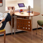 Casaconer | ダイニングテーブル・折りたたみ・4人・収納・奥行き80・幅150・おりたたみ・幅150cm・楕円・省スペース・食卓テーブル・作業台・モダンデザイン・スチール脚・ウォルナット/ナチュラル・おしゃれ・2~6人用・北欧