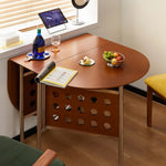 Casaconer | ダイニングテーブル・折りたたみ・4人・収納・奥行き80・幅150・おりたたみ・幅150cm・楕円・省スペース・食卓テーブル・作業台・モダンデザイン・スチール脚・ウォルナット/ナチュラル・おしゃれ・2~6人用・北欧