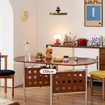 Casaconer | ダイニングテーブル・折りたたみ・4人・収納・奥行き80・幅150・おりたたみ・幅150cm・楕円・省スペース・食卓テーブル・作業台・モダンデザイン・スチール脚・ウォルナット/ナチュラル・おしゃれ・2~6人用・北欧