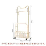 ハンガーラック ダブルバー仕様 幅60cm/80cm スチール製 キャスター付き(ストッパー機能) 収納カゴ付き コートハンガー 洋服掛け 寝室 ベッドサイド ブラック/ホワイト モダン かわいい