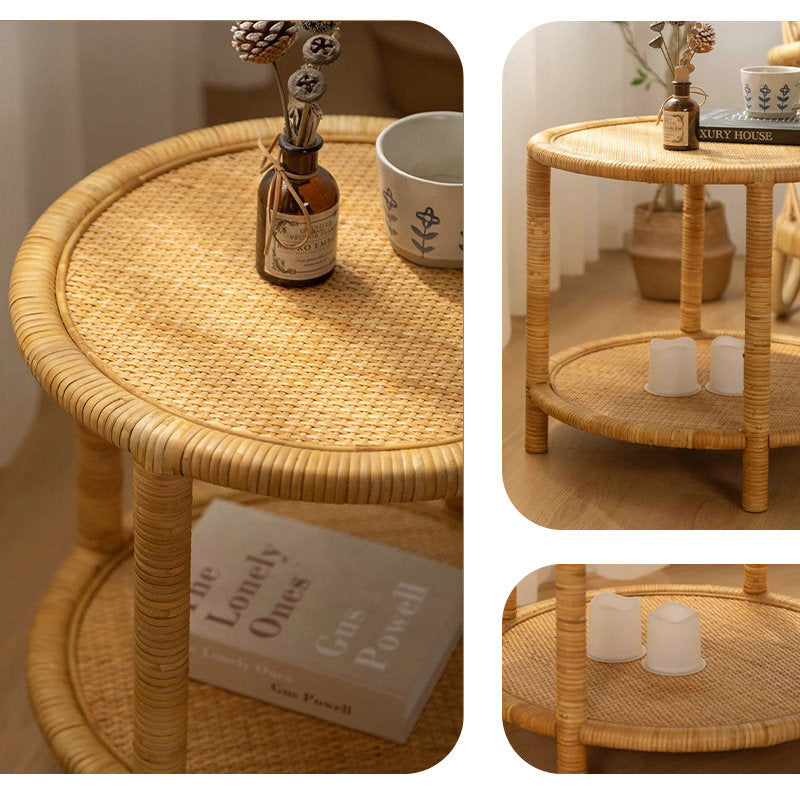 Casaconer | ローテーブル・ラタン・ラタン調・北欧・おしゃれ・モダン・ナチュラル・リビングテーブル・収納・リビング・幅45