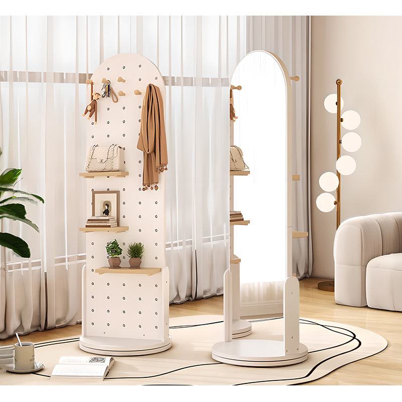 Casaconer | 全身鏡・スタンドミラー・360°回転・姿見・北欧風・収納付き・リビング・ベッドルーム・モダン・1人暮らし
