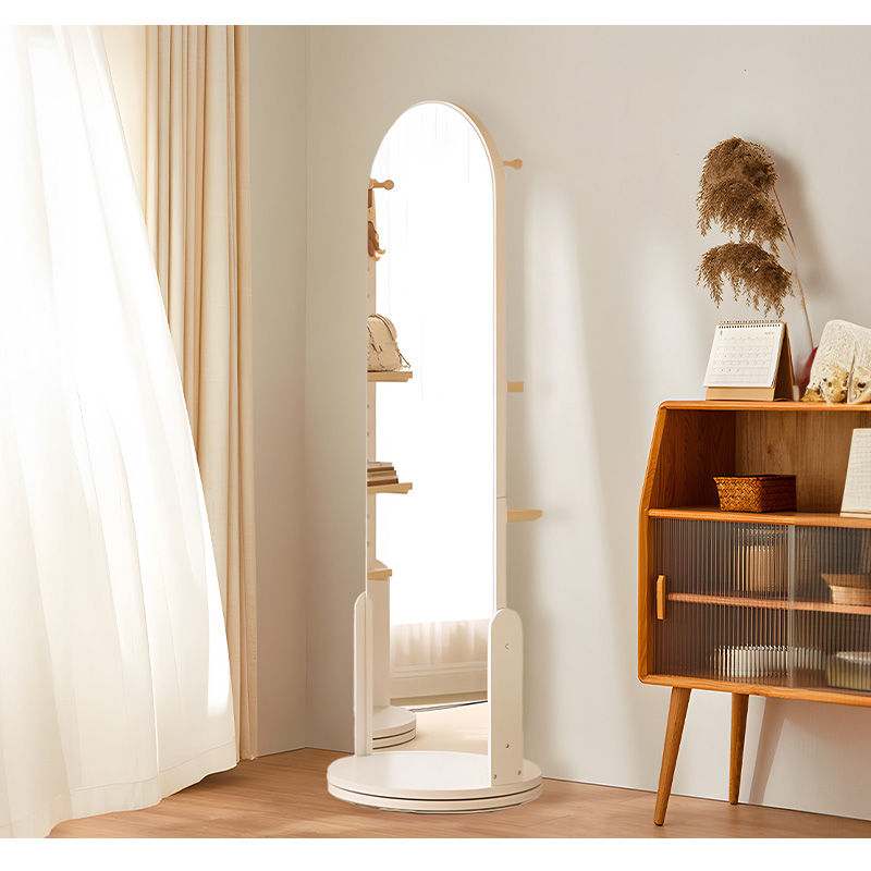 Casaconer | 全身鏡・スタンドミラー・360°回転・姿見・北欧風・収納付き・リビング・ベッドルーム・モダン・1人暮らし