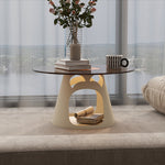 スチール製 ローテーブル 幅60cm 丸型 猫用スペース付き 可愛い 収納テーブル ガラス天板 小型 リビングテーブル カフェテーブル クリエイティブデザイン インテリア 個性 小?型向け