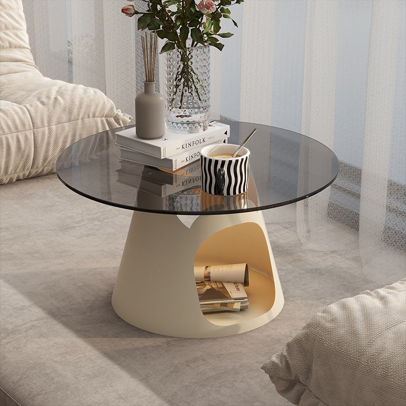 スチール製 ローテーブル 幅60cm 丸型 猫用スペース付き 可愛い 収納テーブル ガラス天板 小型 リビングテーブル カフェテーブル クリエイティブデザイン インテリア 個性 小?型向け