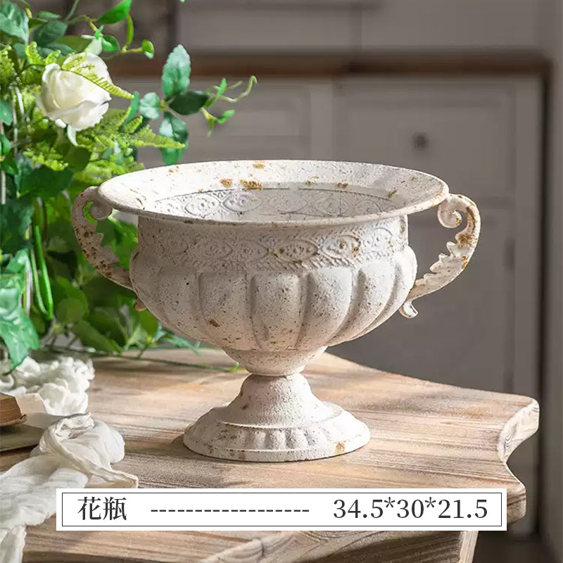 フラワーベース アンティーク調 フレンチレトロ カップ型 花器 トロフィー風 ドライフラワー対応 装飾オブジェ 置物 インテリア ディスプレイ リビング 玄関 店舗 民泊 おしゃれ