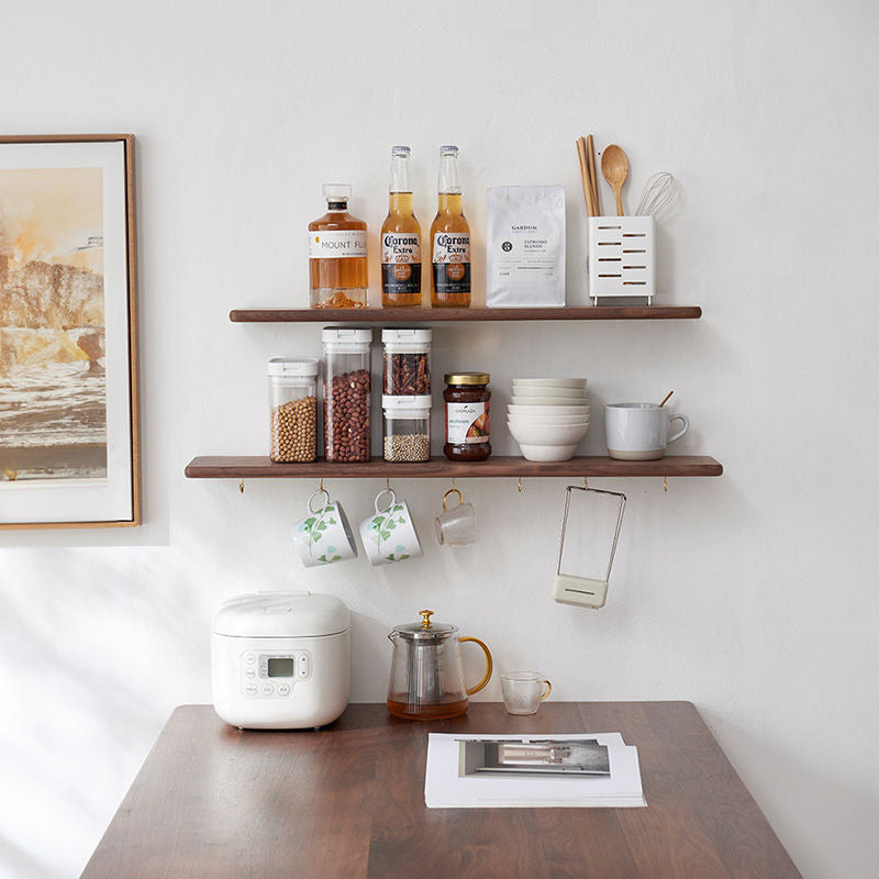 Casaconer | ウォールシェルフ・壁掛け棚・ラック・スパイスラック・ウォールラック・木製・ガード付き・収納棚・キッチン・トイレ壁棚・玄関・壁掛けラック・小物置き・省スペース・アンティーク・飾り棚・取り外し簡単・おしゃれ・飾り棚