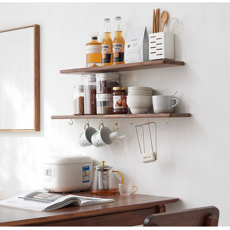 Casaconer | ウォールシェルフ・壁掛け棚・ラック・スパイスラック・ウォールラック・木製・ガード付き・収納棚・キッチン・トイレ壁棚・玄関・壁掛けラック・小物置き・省スペース・アンティーク・飾り棚・取り外し簡単・おしゃれ・飾り棚