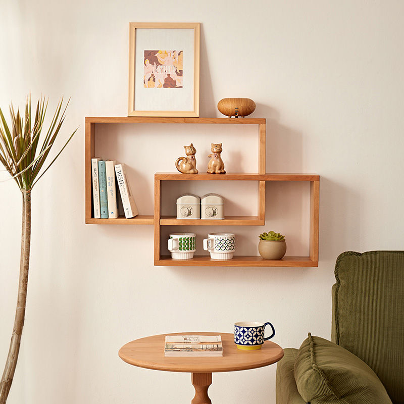 Casaconer | ウォールシェルフ・壁掛け棚・ラック・スパイスラック・ウォールラック・木製・ガード付き・収納棚・キッチン・トイレ壁棚・玄関・壁掛けラック・小物置き・省スペース・アンティーク・飾り棚・取り外し簡単・おしゃれ・飾り棚