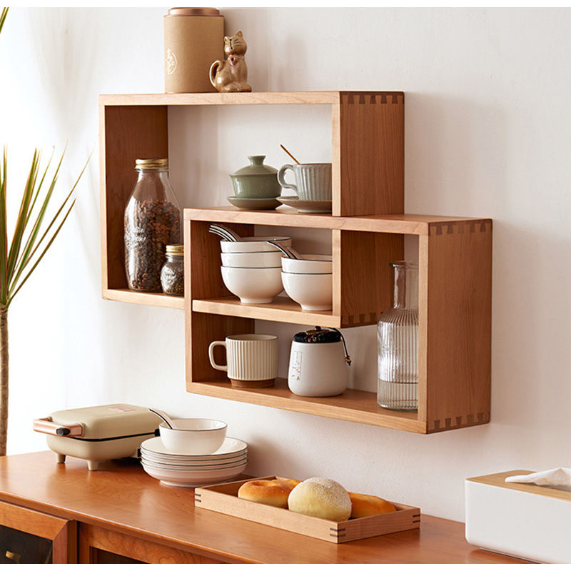 Casaconer | ウォールシェルフ・壁掛け棚・ラック・スパイスラック・ウォールラック・木製・ガード付き・収納棚・キッチン・トイレ壁棚・玄関・壁掛けラック・小物置き・省スペース・アンティーク・飾り棚・取り外し簡単・おしゃれ・飾り棚