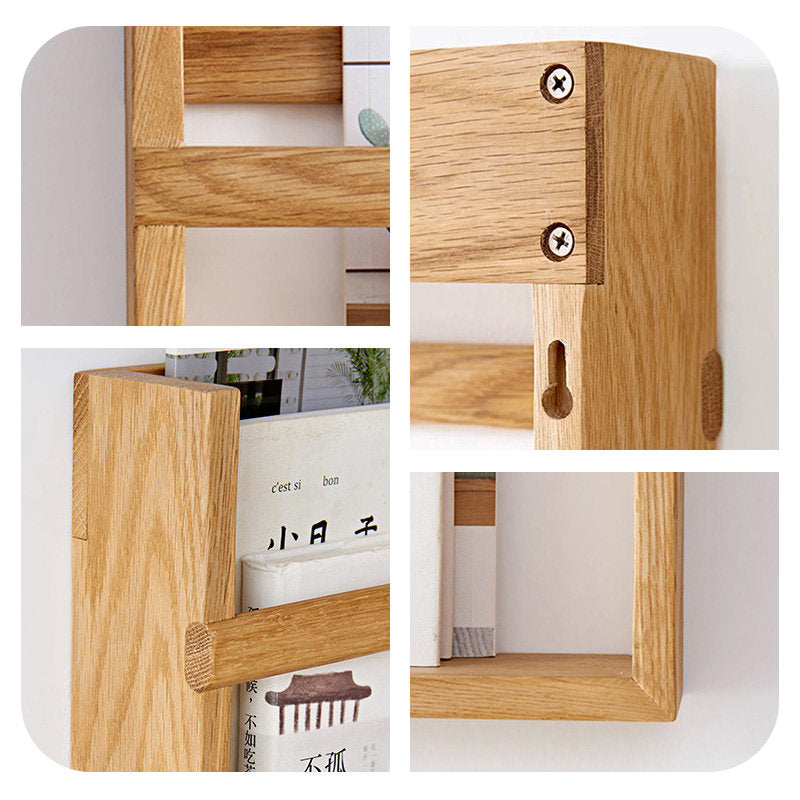 Casaconer | ウォールシェルフ・壁掛け棚・ラック・スパイスラック・ウォールラック・木製・ガード付き・収納棚・キッチン・トイレ壁棚・玄関・壁掛けラック・小物置き・省スペース・アンティーク・飾り棚・取り外し簡単・おしゃれ・飾り棚