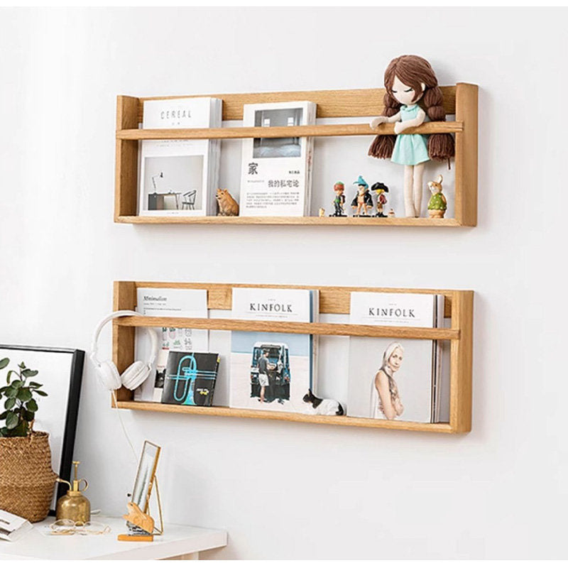 Casaconer | ウォールシェルフ・壁掛け棚・ラック・スパイスラック・ウォールラック・木製・ガード付き・収納棚・キッチン・トイレ壁棚・玄関・壁掛けラック・小物置き・省スペース・アンティーク・飾り棚・取り外し簡単・おしゃれ・飾り棚