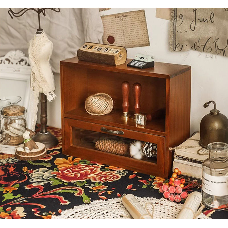 Casaconer | 食器棚・スリム・ロータイプ・幅30cm・ミニ食器棚・アンティーク・キッチン・卓上・おしゃれ・木製