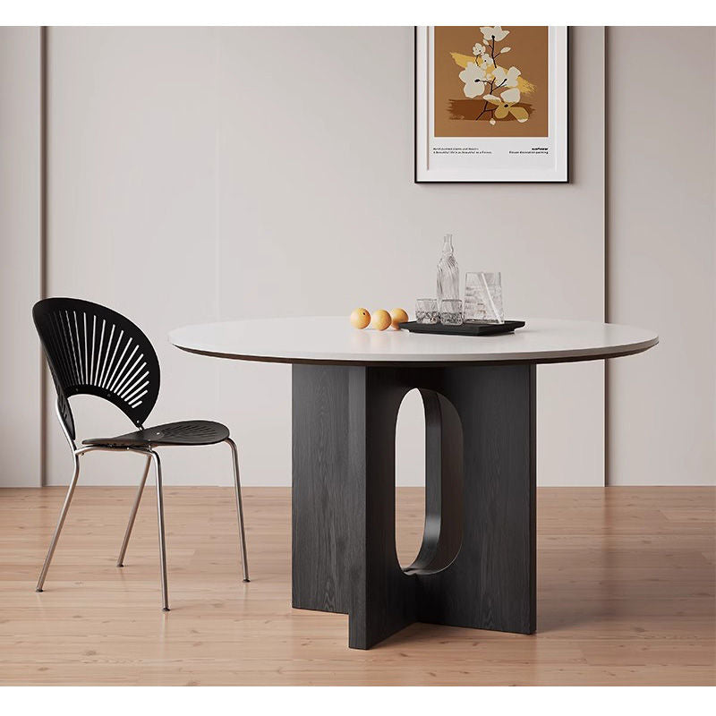 Casaconer | ダイニングテーブル・丸・黒・円形・円卓・直径120・丸テーブル・2人・丸・3人掛け・セラミック・食卓テーブル・円形・円型・木製・天然木・コーヒーテーブル・単品・ナチュラル・北欧・モダン・韓国・艶消し・黒・おしゃれ・アンティーク・ブラック