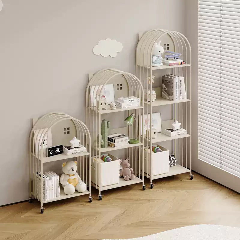 キッズ絵本ラック 幅50cm 2段/3段/4段 スチール製 収納ラック 落地式 キャスター付き おもちゃ収納 小型書棚 シンプルデザイン 大容量 展示ラック 子ども部屋収納