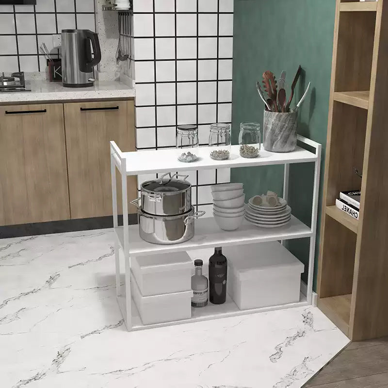 キッチンラック 幅80cm/100cm/120cm 3段 スチール製 収納ラック 完成品 落地式 多目的シェルフ キッチン収納 飾り棚 カウンター下収納 マットホワイト おしゃれ シンプル 北欧風